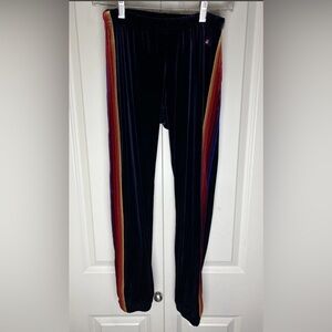 Women’s Aviator Nation Classic Velvet Sweatpant Joggers Navy 5 Stripe Sz Medium